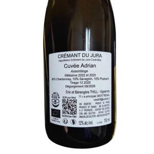 Crémant du Jura AOC Brut Nature Cuvée Adrian - Domaine Eric Thill